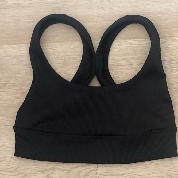 Zara Raceback Black Ribbed Cropped Top Size Large - Picture 9 of 12